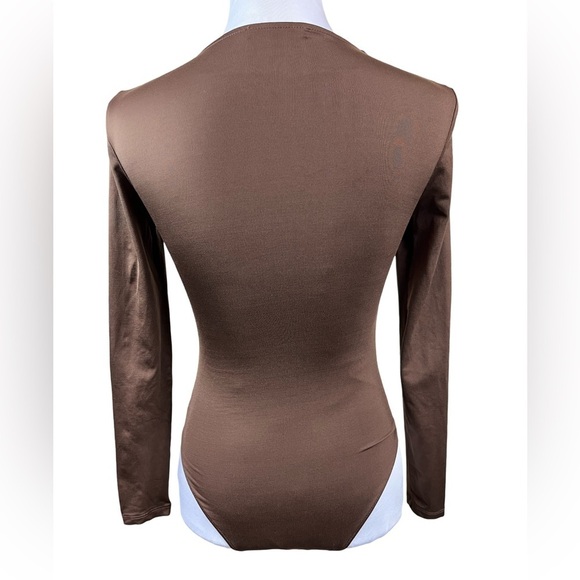 Zara Women’s Long Sleeve Round Neckline Pullover Bodysuit Brown Size Small - Picture 2 of 9